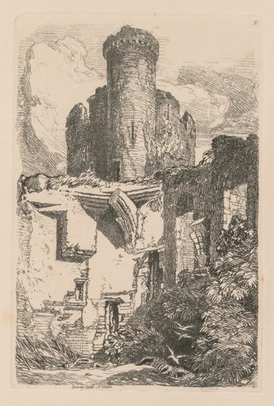 Liber Studiorum: Plaat 31, Conway Castle, N. Wales door John Sell Cotman