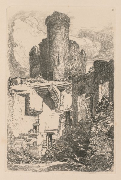 Liber Studiorum: Plaat 31, Conway Castle, N. Wales door John Sell Cotman