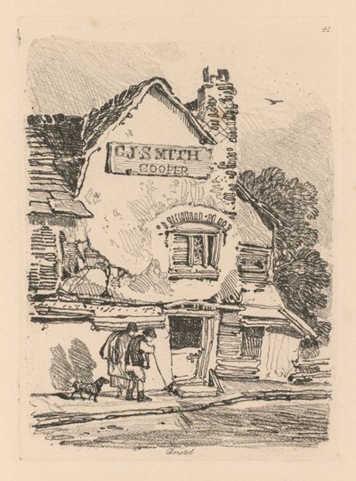 Liber Studiorum: Plaat 41, Huis in Bristol door John Sell Cotman