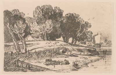 Liber Studiorum: Plaat 8, Millbank aan de Theems door John Sell Cotman