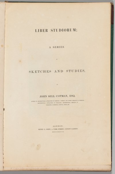 Liber Studiorum: Titelpagina, 1838 door John Sell Cotman