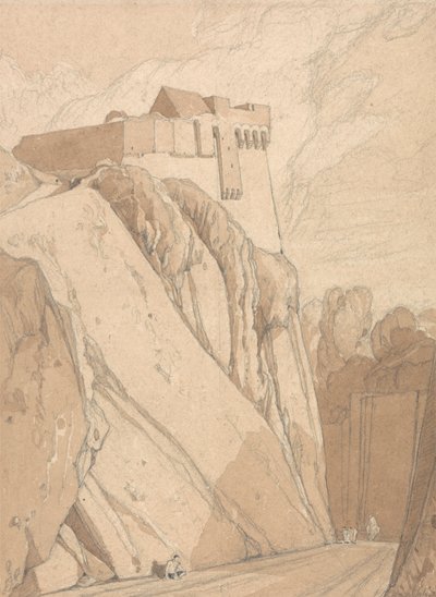 Deel van de oude vestingwerken in Saint Lo, Normandië door John Sell Cotman