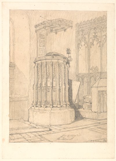 Preekstoel in de Kerk van South Burlingham, Norfolk door John Sell Cotman