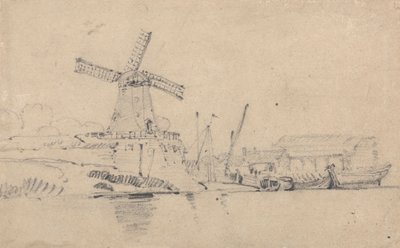 Rivier en windmolen door John Sell Cotman