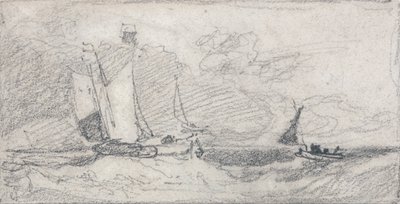 Zeilboten in een woelige zee door John Sell Cotman