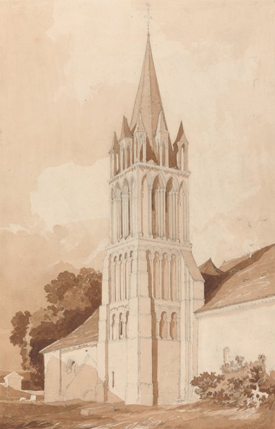 Zuidoostelijke weergave van de kerk van Ifs, bij Caen, Normandië door John Sell Cotman