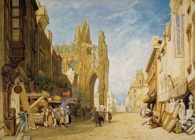 Straatscène in Alençon, Normandië door John Sell Cotman