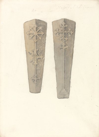 Studies van twee doodskistdeksels uit () Norfolk kerken door John Sell Cotman