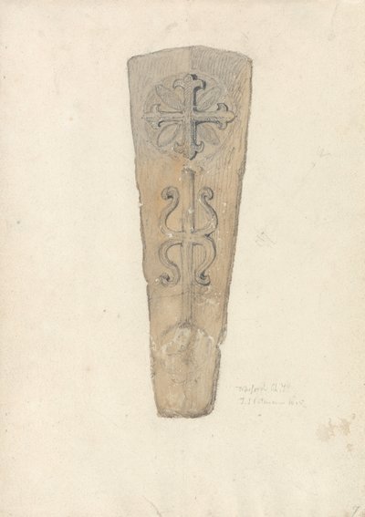 Studie van een kistdeksel uit een () Norfolk kerk door John Sell Cotman