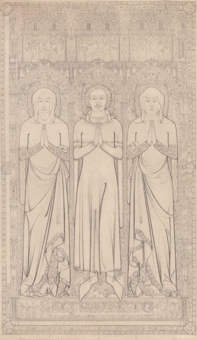 Het grafgruis van Robert Braunche en zijn twee vrouwen in de Sint-Margarethakerk, Lynn, Norfolk, 1364 door John Sell Cotman