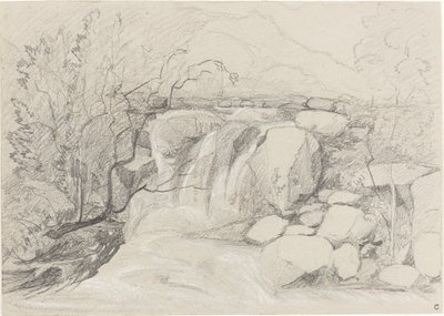 Waterval met rotsen door John Sell Cotman