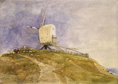 Molen op een heuvel, 19e eeuw door John Sell Cotman