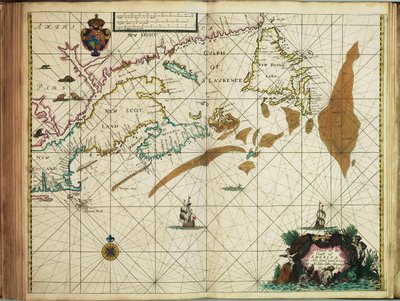 Een kaart van de kust van Amerika van Newfoundland tot Cape Cod door John Seller