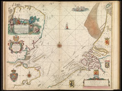 Een kaart van de zeekusten van Engeland, Vlaanderen en Holland, c.1672 door John Seller