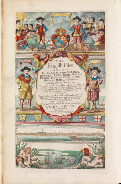 De Engelse piloot het eerste boek: beschrijving van de noordelijke navigatie, c.1671 door John Seller