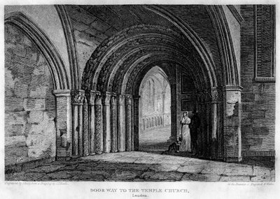 Deur van de Tempelkerk, Londen, 1815 door John Shury