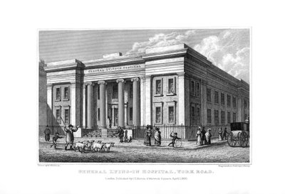 Algemeen kraamziekenhuis, York Road, Lambeth, Londen, 1830 door John Shury