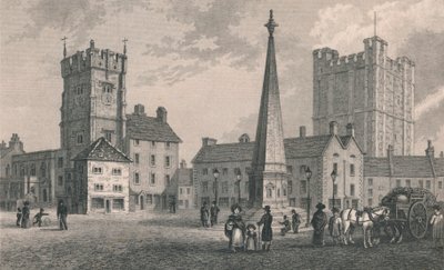 Marktplaats Richmond, Trinity Church en Keep van Richmond Castle door John Shury