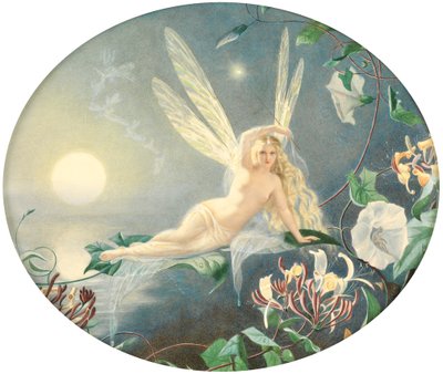 Fee Rustend op een Blad, c.1860 door John Simmons