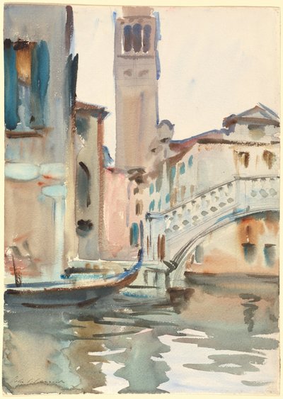 Een brug en campanile, Venetië door John Singer Sargent