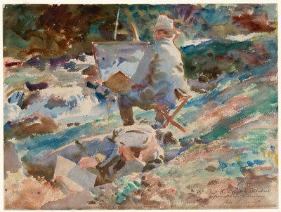 Een kunstenaar bij zijn ezel door John Singer Sargent