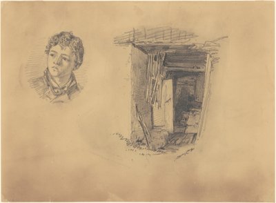 Hoofd van een Jongen; en de Ingang van een Hut door John Singer Sargent