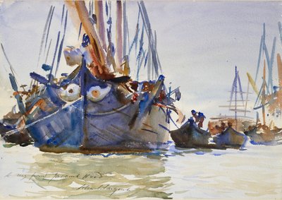 Italiaanse zeilvaartuigen voor anker, ca. 1904-1907 door John Singer Sargent