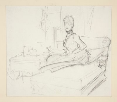 Dame aan theetafel door John Singer Sargent