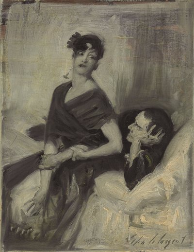 Man en vrouw op een bed, ca. 1880-1882 door John Singer Sargent