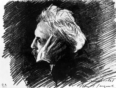 Portret van Gabriel Fauré (1845 - 1924), Franse componist. Houtskool door zijn vriend John Singer Sargent (1898) door John Singer Sargent