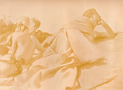 Liggende Figuren David in Sauls Kamp, ca. 1905 door John Singer Sargent