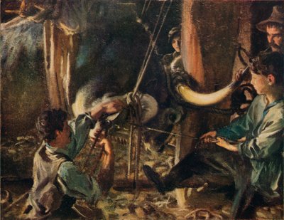 Het beslaan van de os, ca. 1910 door John Singer Sargent
