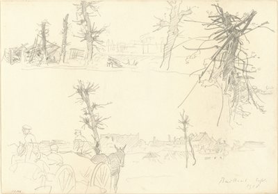 Soldaten in een Verwoest Landschap [recto], 1918 door John Singer Sargent
