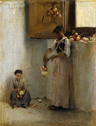 Uien rijgen, ca. 1882 door John Singer Sargent