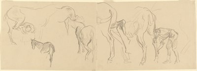 Studies voor het beslaan van cavaleriepaarden aan het front [recto], 1918 door John Singer Sargent