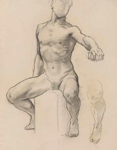 Studie van Perseus voor Perseus op Pegasus die Medusa doodt, muurschildering, trap, Museum of Fine Arts, Boston door John Singer Sargent
