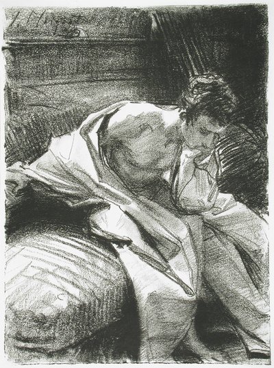 Studie van een Zittende Jonge Man, 1895 door John Singer Sargent
