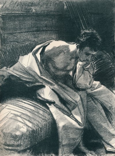 Studie van een zittende jonge man, 1895, 1896 door John Singer Sargent
