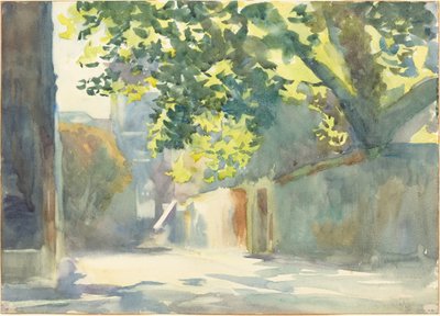 Zonnige muur onder een boom, c. 1913 door John Singer Sargent