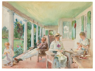 De Piazza; Op de veranda door John Singer Sargent