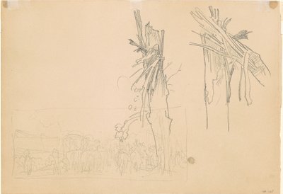Twee Gebroken Bomen; en Studie voor "De Weg" [verso] door John Singer Sargent