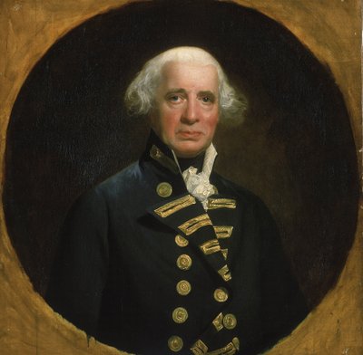 Portret van admiraal Richard Howe (1726-1799), eerste graaf van Howe, commandant van de Kanaalvloot in 1794, hij nam deel aan de Franse Revolutionaire Oorlogen (1793-1802), voor de kust van Ouessant (Frankrijk) door John Singleton Copley