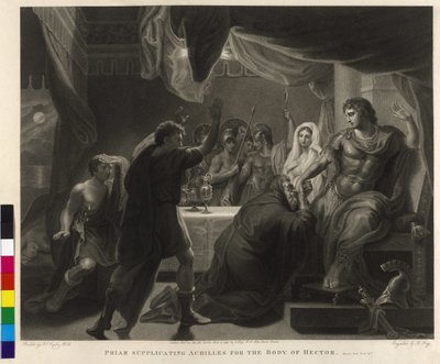 Priamus smeekt Achilles om het dode lichaam van Hector door John Singleton Copley