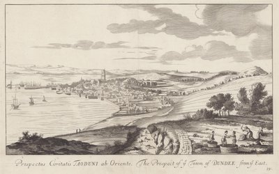 Een afbeelding van Dundee, Angus, Schotland getekend in 1693 door John Slezer