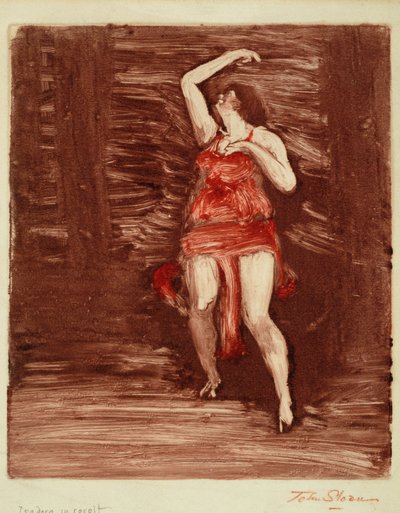 Isadora in Opstand, ca. 1915 door John French Sloan