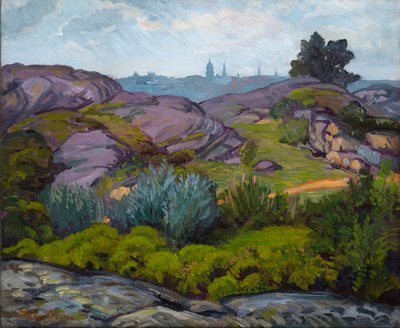 Pad door rotsen en struiken door John French Sloan