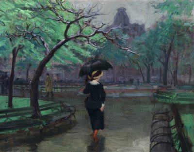 Lente Regen door John French Sloan