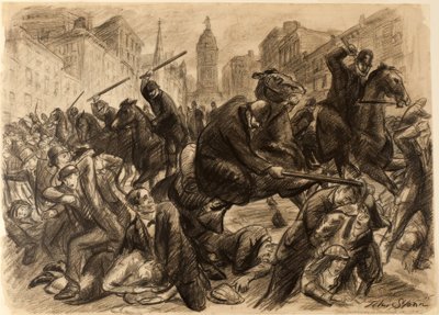 De politie; politie in de plattelandswijken van Philadelphia, 1910 door John Sloan