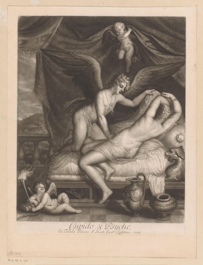 Cupido en Psyche op bed door John Smith