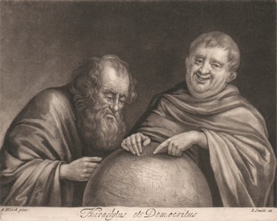 Heraclitus en Democritus door John Smith